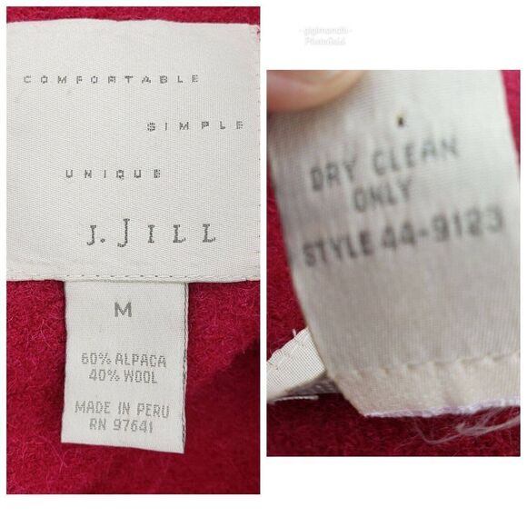 J.Jill Red Long Coat Jacket Size Medium Peruvian Alpaca Wool Blend Embroidery - Picture 5 of 12